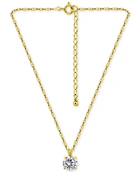 Giani Bernini Cubic Zirconia Solitaire Pendant Necklace 18k Gold-Plated Sterling Silver (also Silver), 16" + 2" extender, Exclusively a