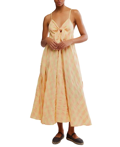 Free People Women's Via Printed Cotton Sleeveless Midi Dress