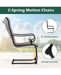 Set of 2 Patio Chairs C-Spring Motion Chairs with Quick-drying & Breathable Fabric