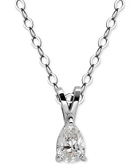 Giani Bernini Cubic Zirconia Pear Solitaire Pendant Necklace, 16" + 2" extender, Exclusively at Macy's
