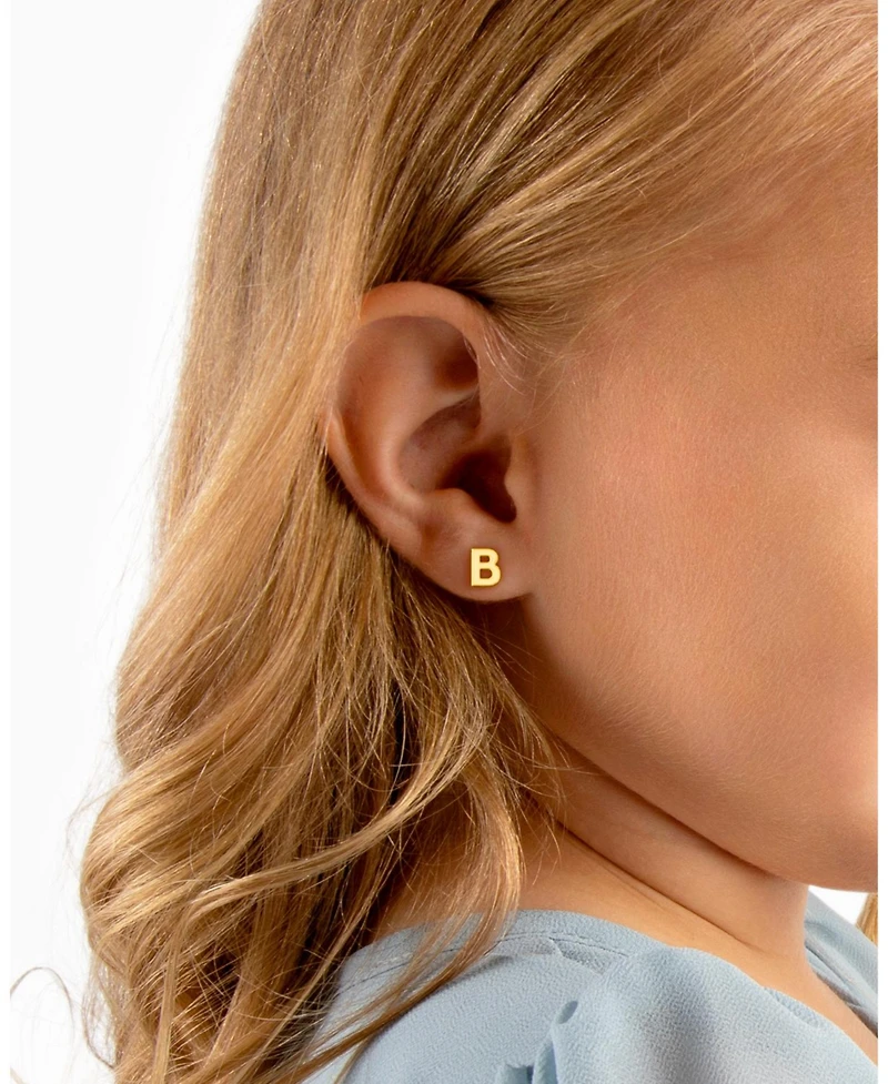 Tiny Blessings Children's 14k gold Initial Studs Girls' Screw Back Earrings