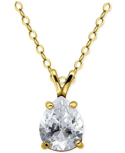 Giani Bernini Cubic Zirconia Pear Solitaire Pendant Necklace, 16" + 2" extender, Exclusively at Macy's