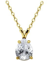 Giani Bernini Cubic Zirconia Pear Solitaire Pendant Necklace, 16" + 2" extender, Exclusively at Macy's