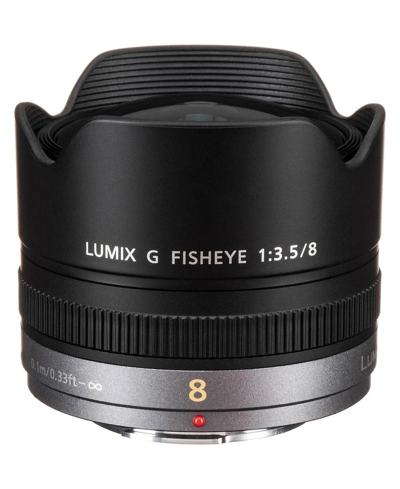 Panasonic Lumix G Fisheye 8mm f/3.5 Lens for Micro Four Thirds, Bundle with Cleaning Kit, Lens Case, Lens Cleaner, Lens Cap Tether, Software Kit