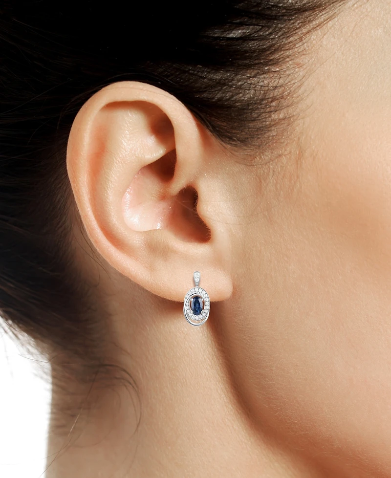 Emerald (3/8 ct. t.w.) & Diamond (1/5 Oval Swirl Drop Earrings 14k Gold (Also Ruby Sapphire)
