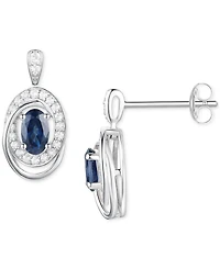 Emerald (3/8 ct. t.w.) & Diamond (1/5 Oval Swirl Drop Earrings 14k Gold (Also Ruby Sapphire)