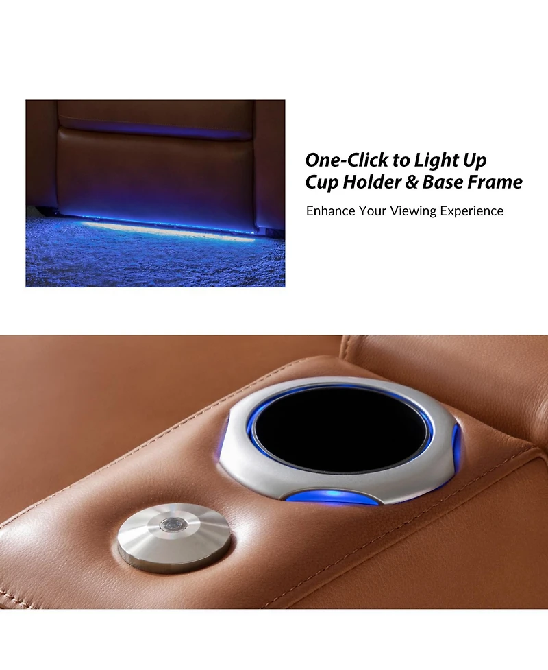 Modern Lothaire Genuine Leather Power Recliner with Adjustable Headrest