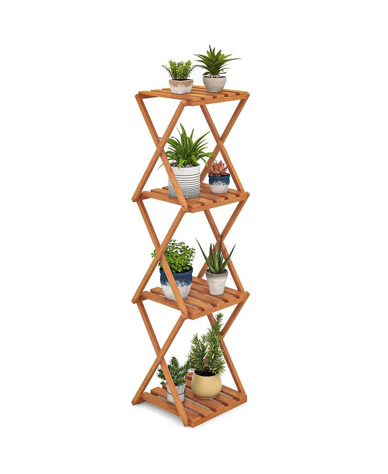 4-Tier Folding Plant Rack and Free Standing Shoe Rack – Versatile Storage Organizer for Shoes and Plants