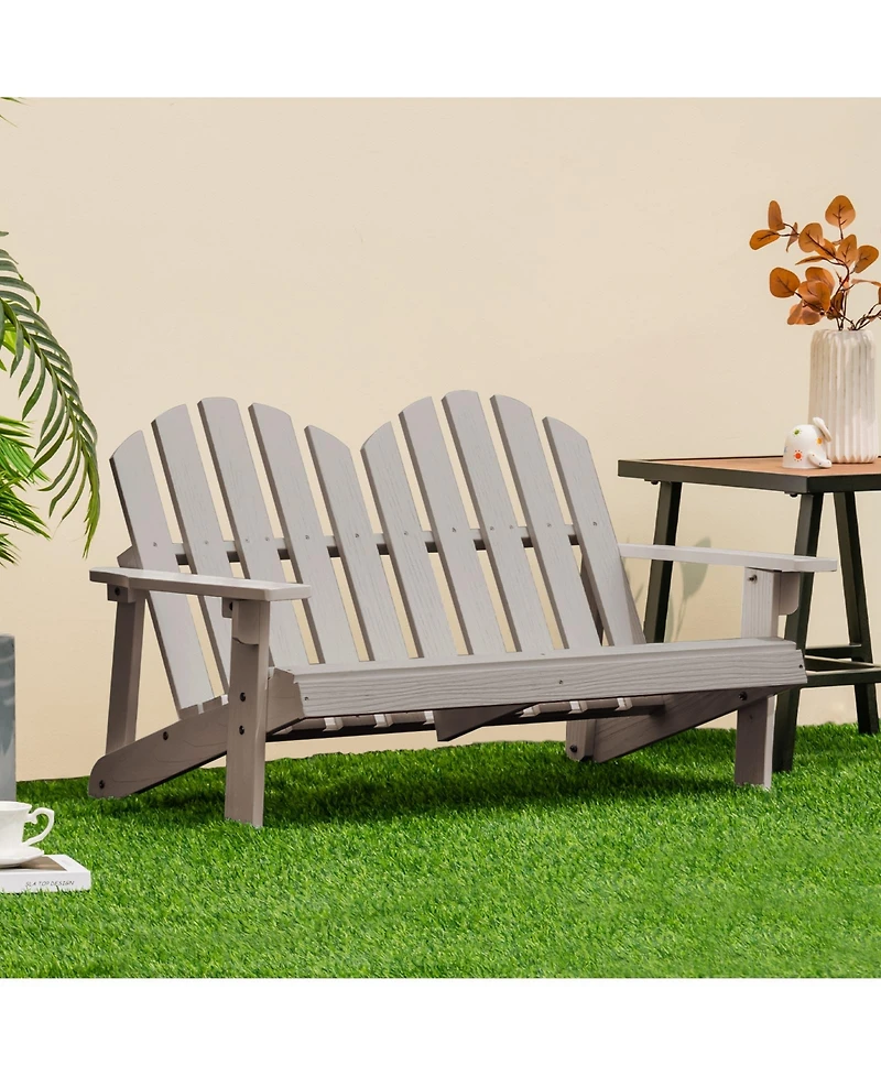 2 Person Fir Wood Adirondack Chair with High Backrest