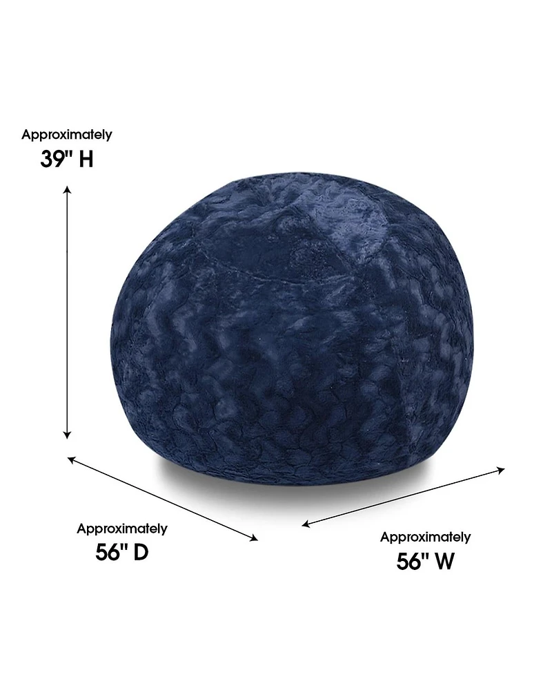5ft Faux Fur Bean Bag Chair for Adults and Kids with Washable Cover Shredded Memory Foam Large Comfy Lounger for Bedroom Living Room or Dorm-The Pop H