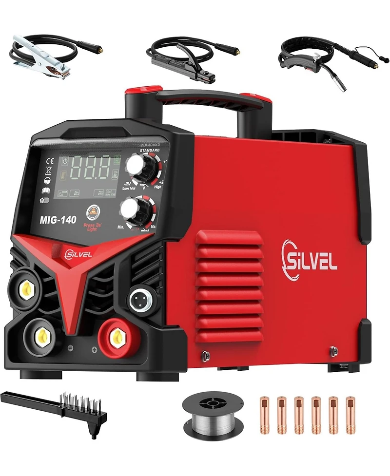 Silvel 140A Mig Welder, 3 1 Mig/Arc/Lift Tig Welding Machine, 110V Flux Core Welder with Igbt Inverter, Gasless Machine for Home