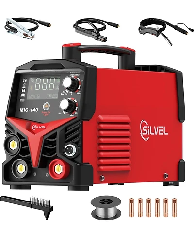 Silvel 140A Mig Welder, 3 1 Mig/Arc/Lift Tig Welding Machine, 110V Flux Core Welder with Igbt Inverter, Gasless Machine for Home