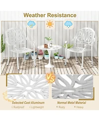 2 Pieces Patio Cast Aluminum Dining Chairs with Armrests