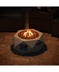 40000 Btu Hexagon Terrazzo Propane Fire Pit Table with Stainless Steel Burner