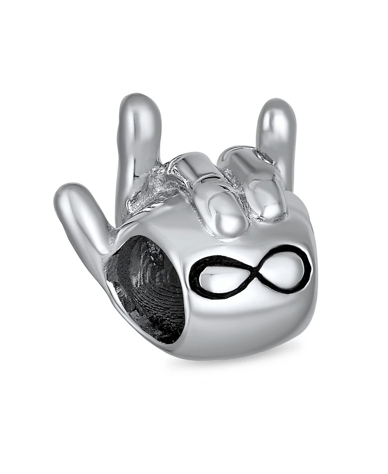 Bling Jewelry Set of 2 Support Friends and Bff Hand Sign Infinity I Love You Charm Bead Silver