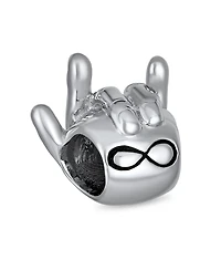 Bling Jewelry Set of 2 Support Friends and Bff Hand Sign Infinity I Love You Charm Bead Silver