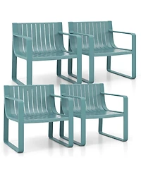 Patio Chairs Set of 4 Weather-resistant Plastic Outdoor Armchairs