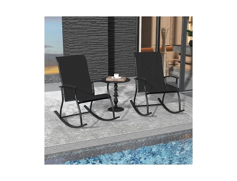 2 Pieces Outdoor Rocking Chairs with Breathable Backrest