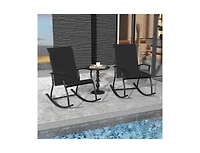 2 Pieces Outdoor Rocking Chairs with Breathable Backrest