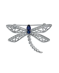 Bling Jewelry Sapphire Blue Cz Butterfly Dragonfly Brooch Pin Silver Plated