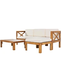 Mondawe Outdoor Wood 5-Piece Sectional Sofa Seating Group Set with Cushions