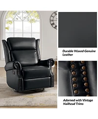 Paoletta Genuine Leather Manual Swivel Glider Recliner