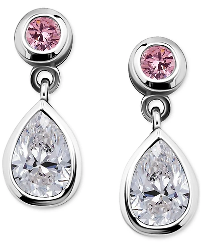 Giani Bernini Pink & White Cubic Zirconia Round Pear Bezel Drop Earrings, Exclusively at Macy's