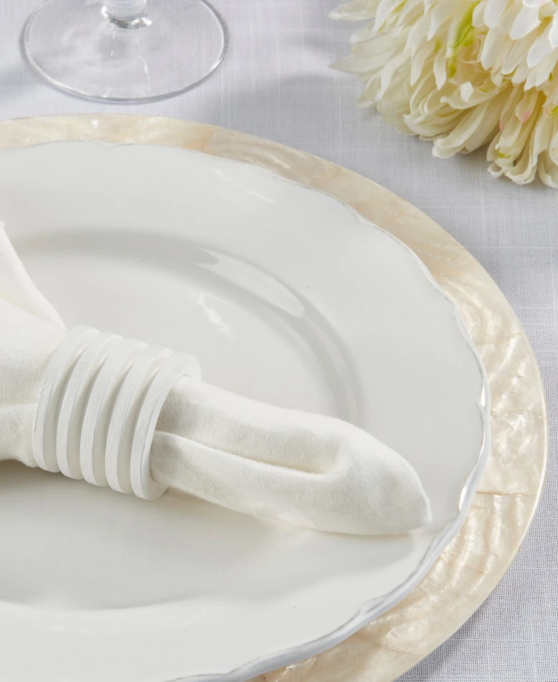 Saro Lifestyle Textured Natural Wood Napkin Rings, Set of 4