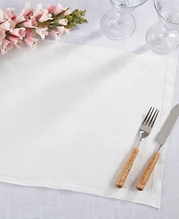 Saro Lifestyle Stonewashed Overlock Linen Edge Placemats, 14" x 20"