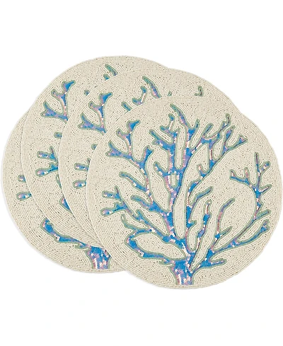 Saro Lifestyle Coastal Coral Beaded Placemats, 15" Round