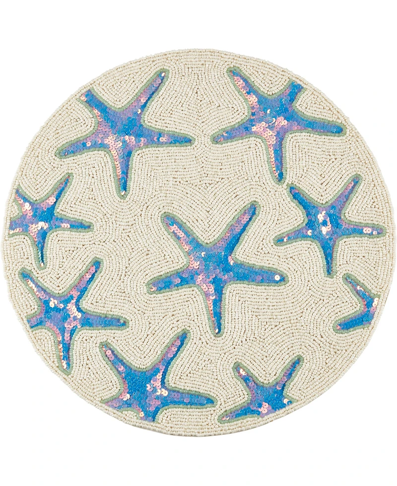 Saro Lifestyle Ocean Glow Starfish Beaded Placemats, 15" Round