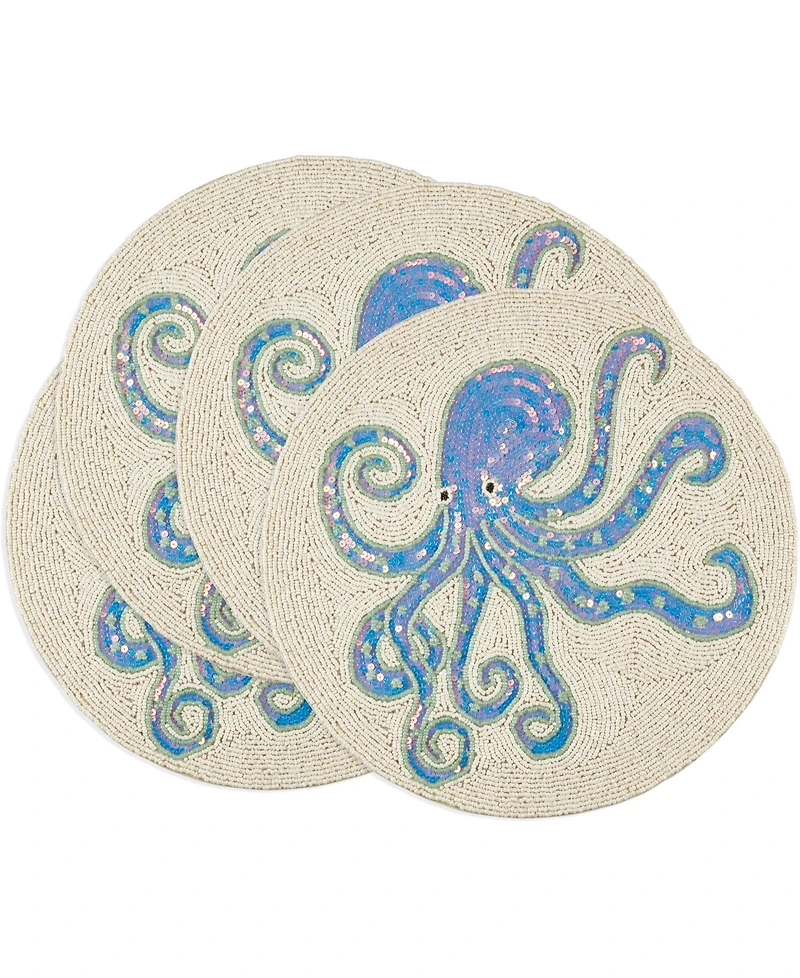 Saro Lifestyle Tentacle Treasure Beaded Placemats, 15" Round
