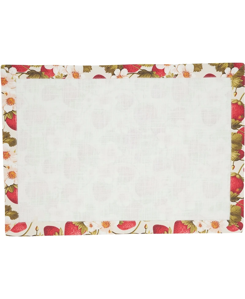 Saro Lifestyle Breezy Juicy Strawberry Cotton Placemats, 14" x 20", Set of 4