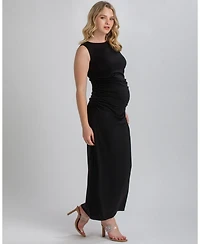Pietro Brunelli Maternity Sleeveless Side-Ruched Blossom Maxi Split Dress