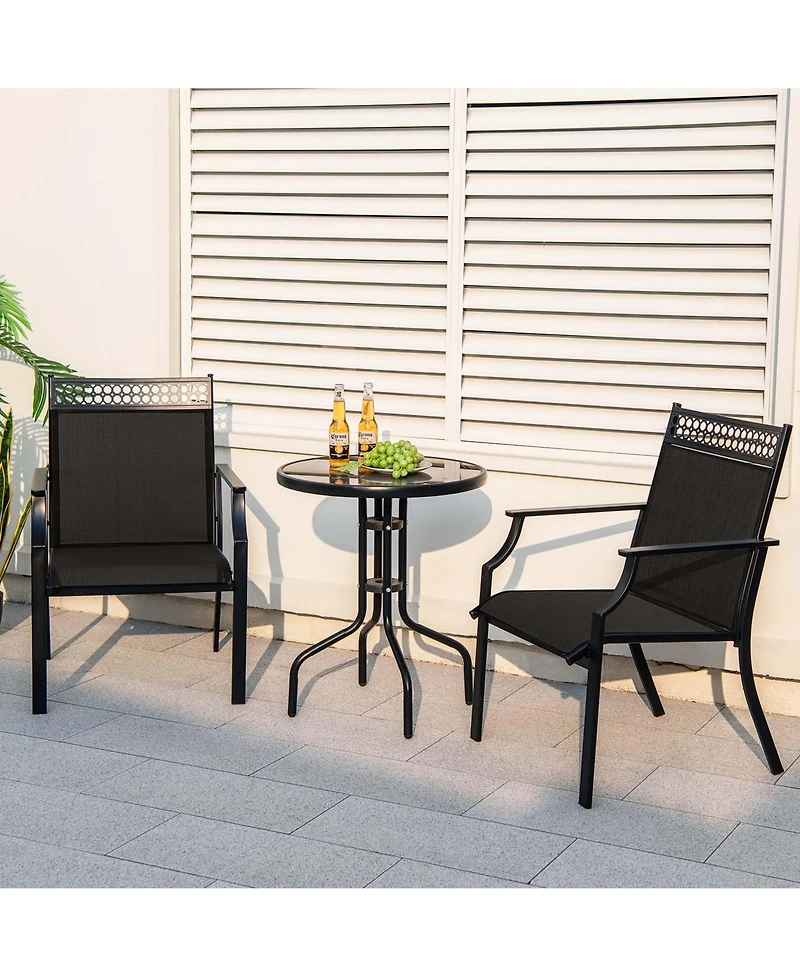 Patio Chairs Set of 2 with All Weather Breathable Fabric High Backrest
