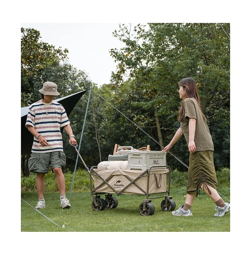 Naturehike Collapsible Beach Wagon with Big Wheels, Utility Foldable Grocery Cart Heavy Duty, Portable Folding Wagon Cart with Wheel for Camping