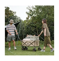 Naturehike Collapsible Beach Wagon with Big Wheels, Utility Foldable Grocery Cart Heavy Duty, Portable Folding Wagon Cart with Wheel for Camping