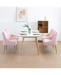 Dyhome Modern Velvet Upholstered Dining Chairs Set of 2, Mid Century Side with 5.12” Cushions and Back Pull Rod for Kitchen, Living Room