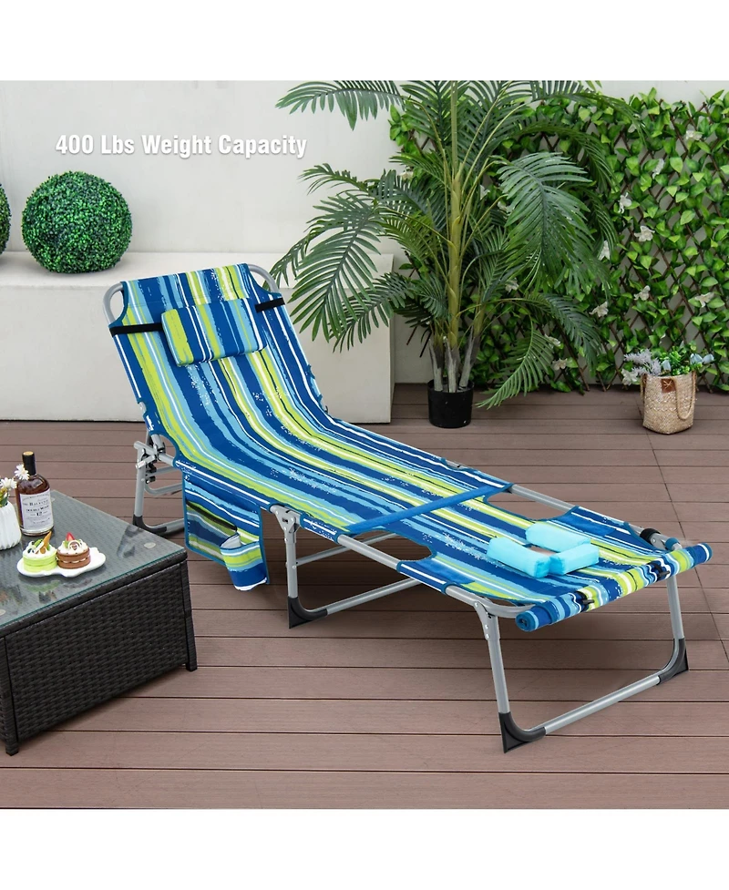 5-Position Outdoor Folding Chaise Lounge Chair