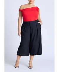 Eloquii Women's Plus Asym Twist Sleeve Top