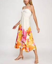 Trixxi Juniors' Halter-Neck Floral-Print Midi Dress