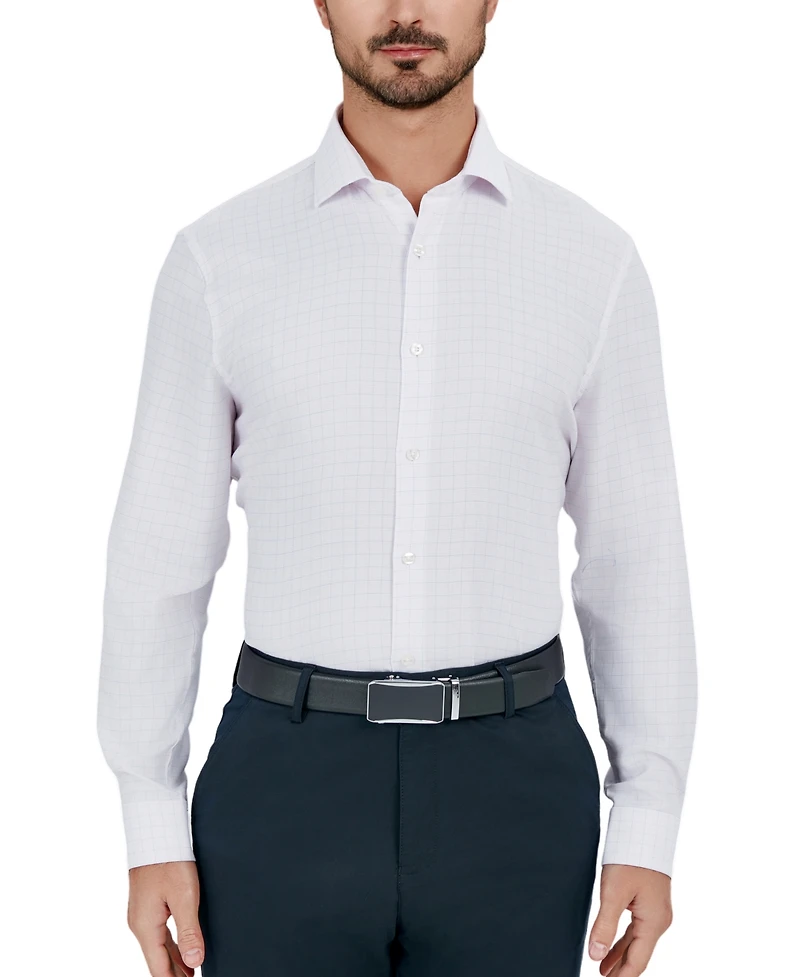 Perry Ellis Portfolio Men's Textured Tattersall Dress Shirt
