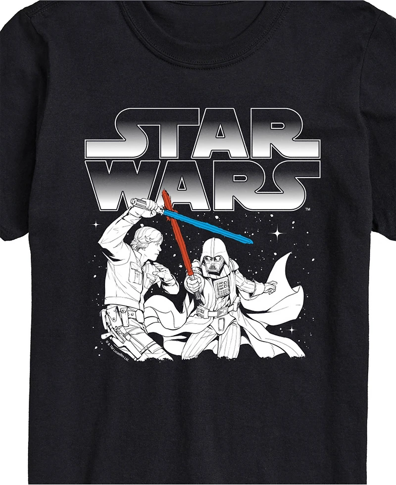 Airwaves Men's Star Wars Luke Darth Fight Short Sleeve T-Shirt
