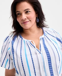 Style & Co Plus Size Printed Flutter-Sleeve Top, Exclusively at Macy's