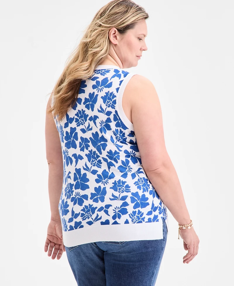 Style & Co Plus Floral Sleeveless Sweater, Exclusively at Macy's