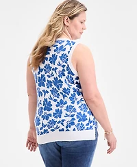 Style & Co Plus Floral Sleeveless Sweater, Exclusively at Macy's
