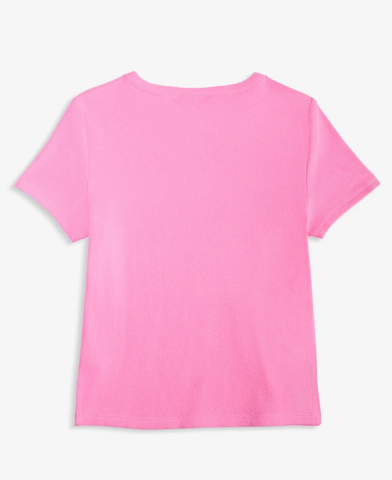 Epic Threads Little & Big Girls Floral Embroidery Rib T-Shirt, Exclusively at Macy's