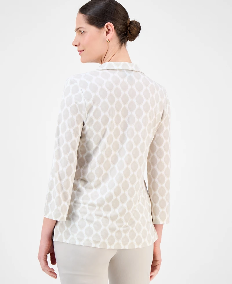 Jm Collection Petite Geo-Print Johnny-Collar Tunic, Exclusively at Macy's