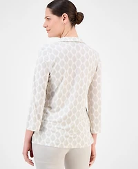 Jm Collection Petite Geo-Print Johnny-Collar Tunic, Exclusively at Macy's