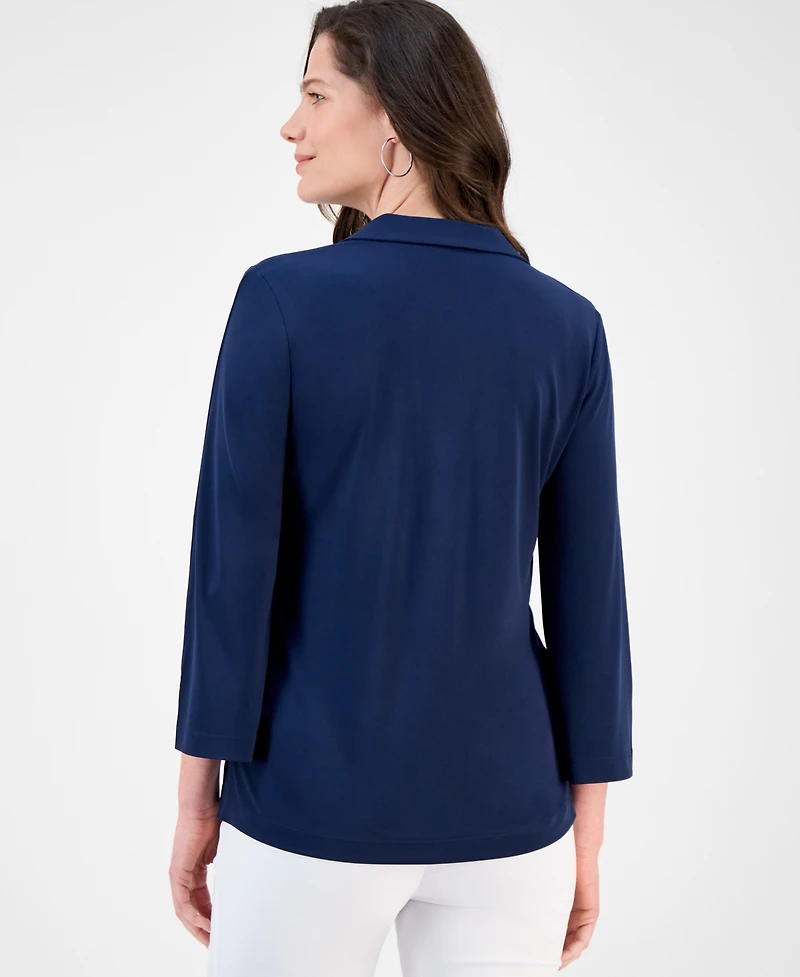 Jm Collection Petite Johnny-Collar Tunic, Exclusively at Macy's